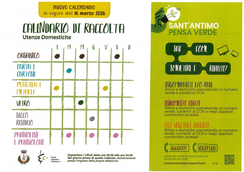 Avviso pubblico - Nuovo calendario per la raccolta dei rifiuti